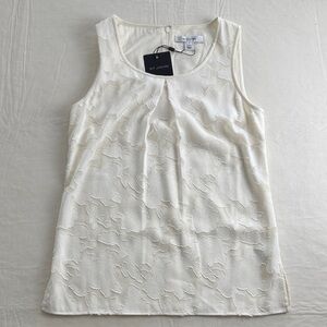 St. John Women's Cream Floral Textured Sleeveless Lined Tank Top Size P NWT